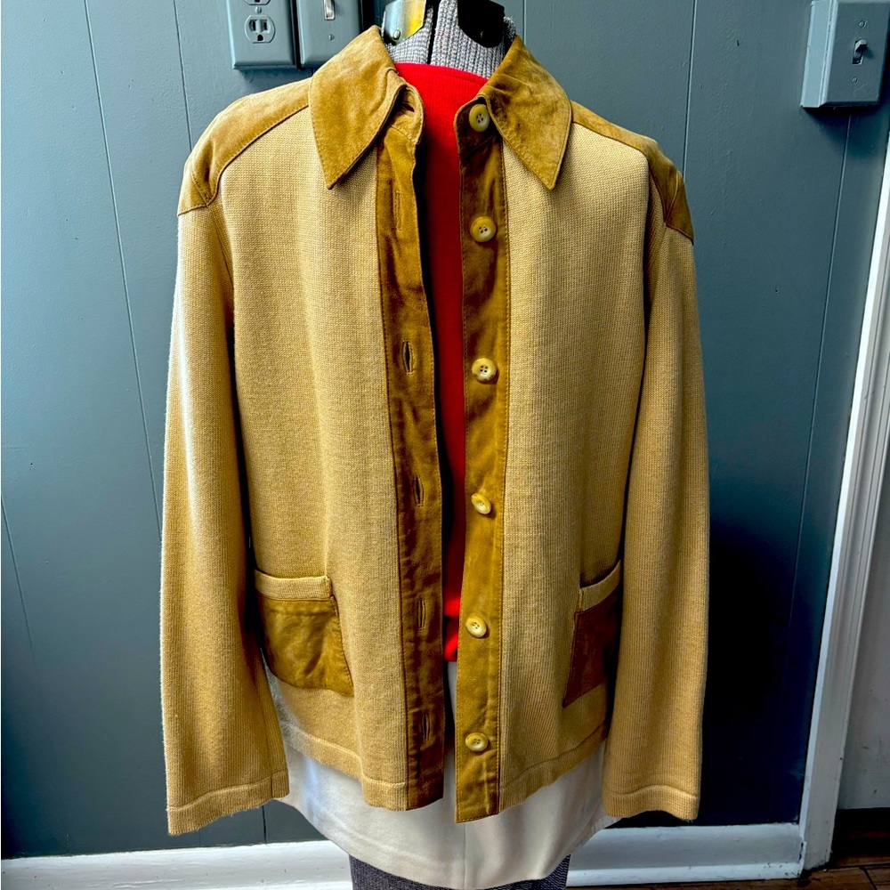 Vintage sweater and suede coat